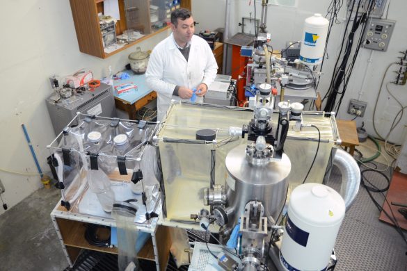 IBA experimental chamber dedicated to the analysis of fusion reactor plasma facing materials. © IST / C. Rocha