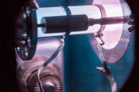 RBS source:  The Alphatross ion source of the RBS accelerator produces energetic He+ and H+ beams for Rutherford backscattering and channelling analysis (RBS-C) and Elastic Recoil Detection Analysis (ERDA) for hydrogen profiling. ©AFAiiR / T. Ratcliff